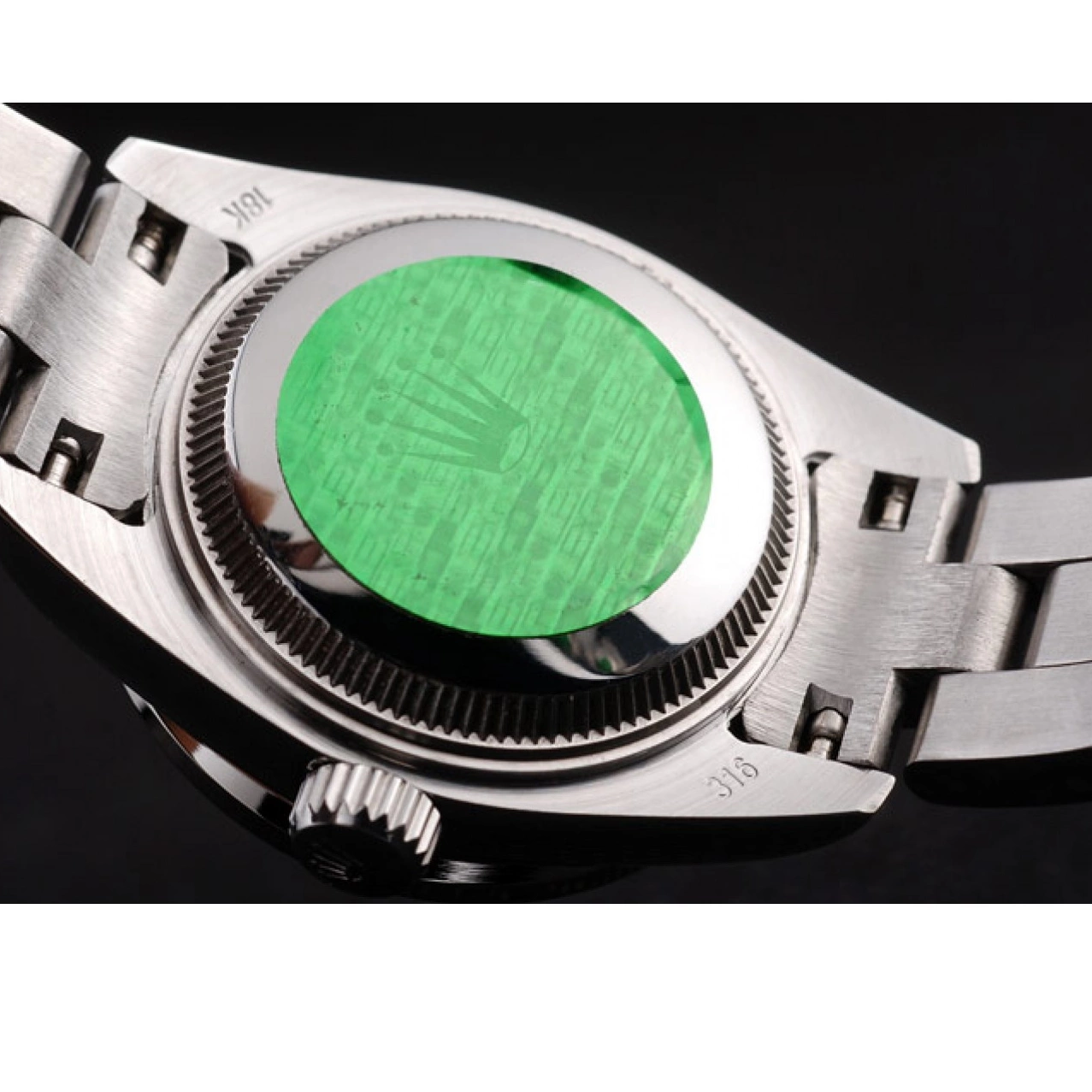 MiroTime 0710 Rolex Datejust Polished Stainless Steel Silver Flowers Dial Diamond Plated 98082